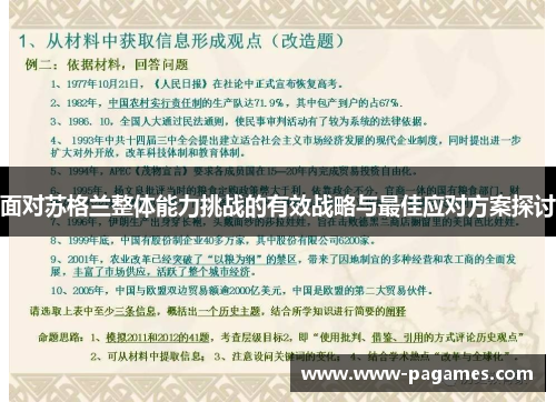 面对苏格兰整体能力挑战的有效战略与最佳应对方案探讨 面对苏格兰整体能力挑战的有效战略与最佳应对方案探讨