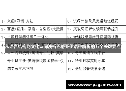 从语言结构到文化认同浅析巴舒亚伊语种解析的五个关键要点 从语言结构到文化认同浅析巴舒亚伊语种解析的五个关键要点